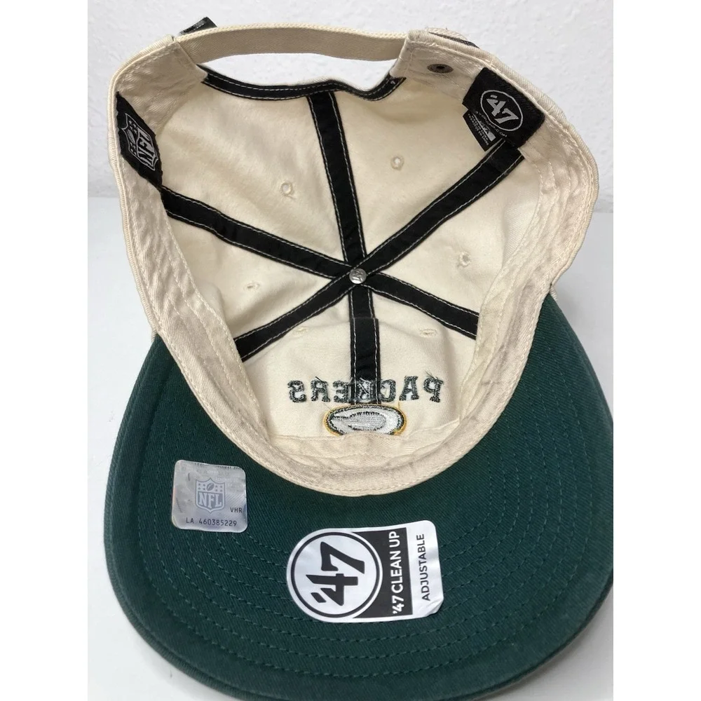 '47 Green Bay Packers Two Tone Green White Adjustable Hat Cap Embroidered‎